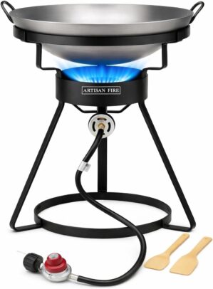 Outdoor Cooker Stove with Iron Wok-...