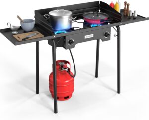 ROVSUN 2 Burner Gas Stove with Side...