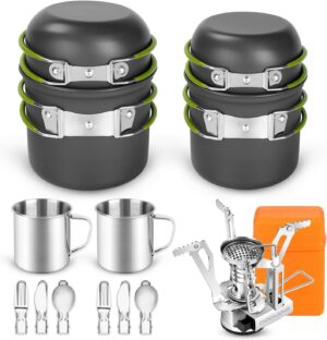 Odoland 16pcs Camping Cookware Mess...