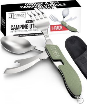 Orblue 4-in-1 Camping Utensils, 1-P...