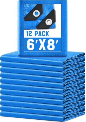 12 Pack 6 x 8 ft 5.5 Mil Large Tarp...