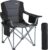 VEVOR Oversized Camping Folding Chair, Portable Heavy Duty Outdoor Quad Lumbar Back Padded with Side Pockets, Cup Holder and Cooler Bag for Beach, Lawn, Picnic, Fishing, Backpacking, Black