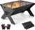 Odoland Camping Campfire Grill, Portable Folding Charcoal Grills, Backpacking BBQ Grill, Heavy Duty Firepit Grill with Carry Bag for Outdoor Cooking, Bonfire, Patio, Backyard