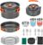 Fitense 21Pcs Camping Cookware Mess Kit for 2, Lightweight Camping Kitchen Pots and Pans Set, Portable Cooking Essentials for Backpacking, Hiking and Picnic