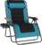 PHI VILLA XXL Oversized Padded Zero Gravity Chair, Foldable Patio Recliner, 30″ Wide Seat Anti Gravity Lounger with Cup Holder, Support 400 LBS (Aqua)
