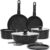 SODAY 15Pcs Pots and Pans Set Non Stick, Cookware Sets with Detachable Handle, Nonstick RV Kitchen Cooking Tools Removable Handles, Oven Safe, Induction Fast, Stackable Induction Cookware,Black