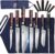 SYOKAMI 14pcs Chef Knife Set with Roll Bag, Professional Stainless Steel Japanese Knife Set with Pakkawood Handle for Professional Chef, Camping, Travel, BBQ, RV or Gift