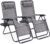 Sweetcrispy Zero Gravity Chairs, Set of 2 Portable Recliner Beach Camping Patio Outdoor Folding Lounge Chair with Cup Holder Trays and Adjustable Pillow for Poolside, Garden, Backyard, Lawn (Grey)