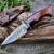 BIGCAT ROAR Predator Hunter – Patented Handmade Damascus Steel Fixed Blade Hunting Knife 10″ – Walnut Wood Handle & Leather Sheath – Bushcraft Outdoor Skinning & Survival Knife – Collector Men Gifts